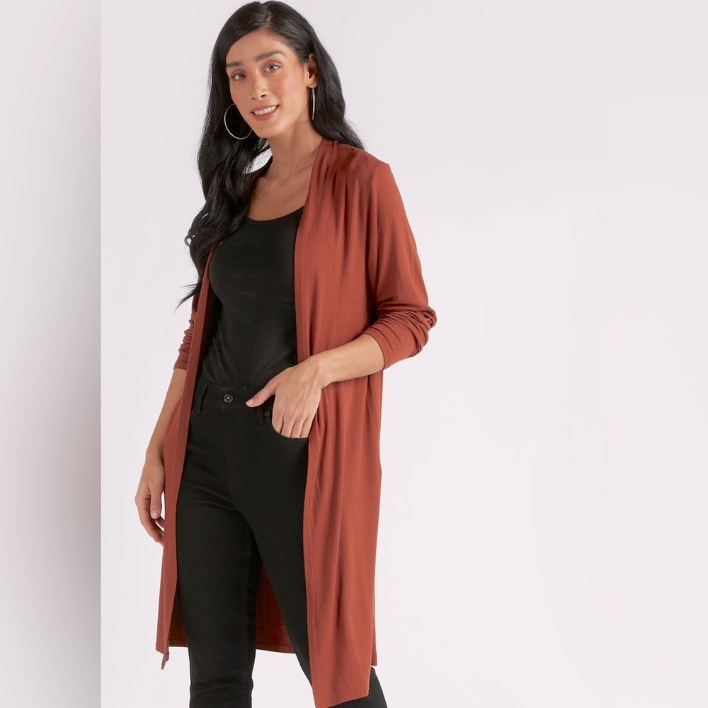 Splash Cardigan Duster Sweater Rust color Size Small